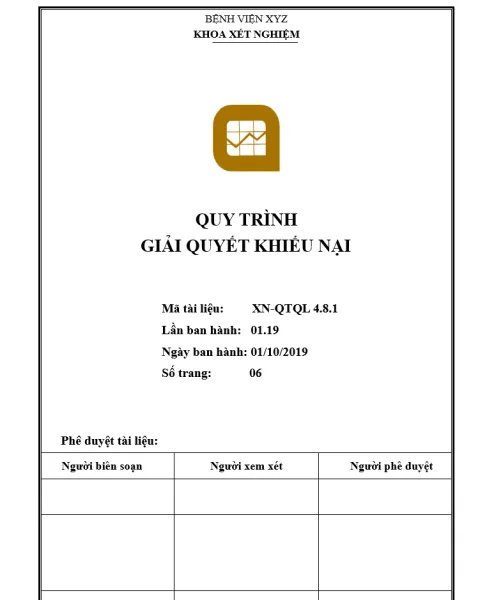 Alternative view of Quy trình Giải quyết khiếu nại theo ISO 15189:2012