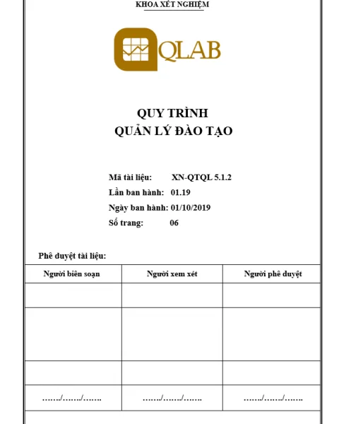 Alternative view of Quy trình Quản lý đào tạo theo ISO 15189:2012