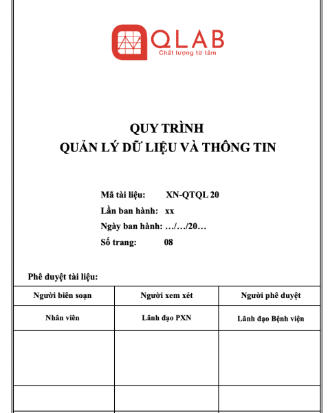 Alternative view of Quy trình quản lý dữ liệu và thông tin theo ISO 15189:2022