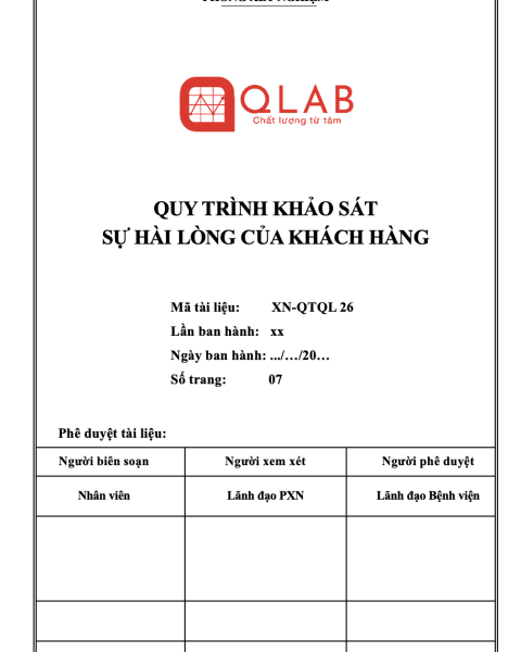 Alternative view of Quy trình Khảo sát sự hài lòng của khách hàng theo ISO 15189:2022