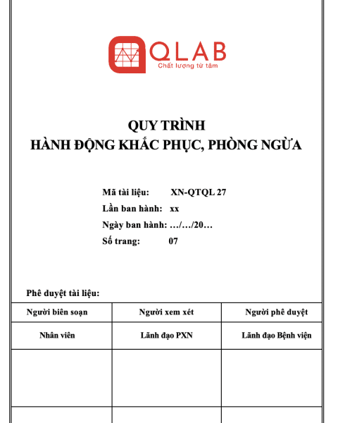Alternative view of Quy trình hành động khắc phục, phòng ngừa theo ISO 15189:2022